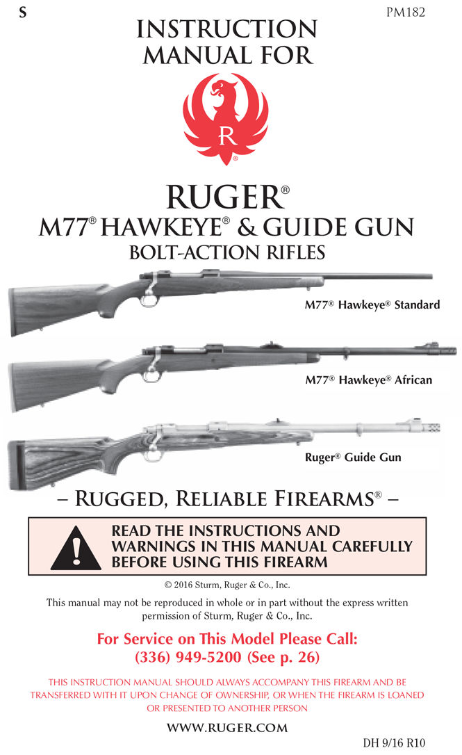 Ruger M77 Hawkeye Owner's Manual
